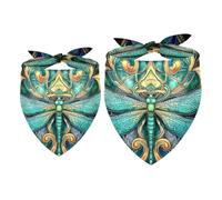 Pet Scarf Stained Glass Retro Dragonfly Dog Bandanas | Lightweight Sheer Chiffon Dog Bandanas - Cute Print, Breathable, Soft & Fade-Proof. 2 Sizes, Suitable for Dogs, Cats to Use