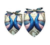 Pet Scarf Stained Glass Retro Peacock Dog Bandanas 2 Pcs, Color188 | Lightweight Sheer Chiffon Dog Bandanas - Cute Print, Breathable, Soft & Fade-Proof. 2 Sizes, Suitable for Dogs, Cats to Use