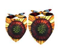 Pet Scarf Stained Glass Retro Sunflower Dog Bandanas 2 Pcs, Color189 | Lightweight Sheer Chiffon Dog Bandanas - Cute Print, Breathable, Soft & Fade-Proof. 2 Sizes, Suitable for Dogs, Cats to Use