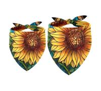 Pet Scarf Stained Glass Retro Sunflower Dog Bandanas | Lightweight Sheer Chiffon Dog Bandanas - Cute Print, Breathable, Soft & Fade-Proof. 2 Sizes, Suitable for Dogs, Cats to Use