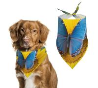 Pet Scarf,Sunflower Blue Butterfly Printed Personalized Dog Scarf Triangle Bib Bandana Accessories Funny Dog Bandanas for Dogs Cats