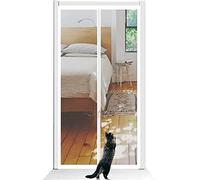 Pet Screen Fits Door 100 X 200cm Cat Pet Protector From Scratching Door Screen Door With Zipper Net Curtain Door Cat Resistant Mesh Screen For Living Room Bedroom Patio Doors (Color : Weiss, Size :