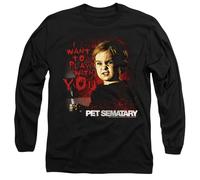 Pet Sematary Want to Play Mens Long Sleeve T Shirt, Black, XL