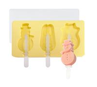 Pet Series Ice Cream Silicone Mold with Lid 3 Cavity Ice Candy Cake Mold Dessert Handicraft Kitchen Tool Ice Cream Cheese Stick Mold