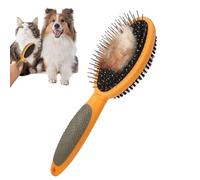 Pet Shedding Comb - Soft Grip Handle, Two- Brush, Portable Hair | Professional Coat Maintenance Bristle Structure, Free Grooming Routine Cats Puppies Bunnies Travel Sessions