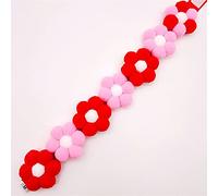 Pet Shiba Inu Corgi Rainbow Flower Collar Cats Dog Hair Ball Collar Adjustable Dog Cats Toy (Pink Red X)