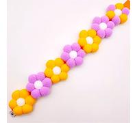 Pet Shiba Inu Corgi Rainbow Flower Collar Cats Dog Hair Ball Collar Adjustable Dog Cats Toy (Yellow Purple XXLarge)