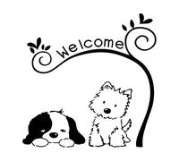 Pet Shop Welcome Sign Vinyl Sticker Lovely Cat Dog Wall Decal Welcome Texts Wall Window Poster Home Front Door Small - 30x30cm