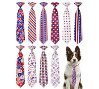PET SHOW 10 Pack 4th of July Big Dog Ties Neckties for Large Breed Dogs XL Adjustable Holiday Grooming Accessories Patriotic Neck Ties Bowties Girl Boy Pets Memorial Day Holiday Party Costumes