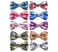 PET SHOW 10 Pack Camo Small Dog Bow Ties Sliding Collar Attachments Puppy Cats Colorful Camouflage Bowties for Medium Dogs Classic Bowknots Party Holiday Pet Grooming Accessories(Small)