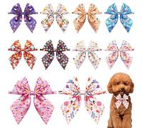 PET SHOW 10 Pack Happy Birthday Small Dog Bow Ties Bulk Adjustable Collar Bowties for Medium Dogs Boy Girl Cats Bowknot Neck Attachments Puppy Holiday Party Pet Grooming Accessories