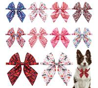 PET SHOW 10 Pack Valentine's Day Dog Collar Bow Ties Bulk Adjustable Bowties for Medium Large Dog Boy Girl Alpaca Bowknot Neck Attachments Holiday Party Pet Grooming Accessories