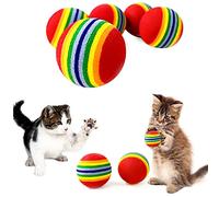 PET SHOW 10pcs 1.38" Red Rainbow Cat Toy Balls Soft EVA Foam Interactive Indoor Kittens Favorite Toys 35mm Dia. Small Dogs Puppies Toy Balls Bulk Activity Chase Quiet Play Sponge Ball