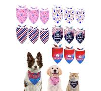 PET SHOW 15 Pack 4th of July Dog Bandanas Bulk 3 Sizes Large Medium Small American Flag Dog Patriotic Scarves Puppy Stripe Triangle Bibs Kerchief Set Cats Pets Girl Boy Grooming Accessories