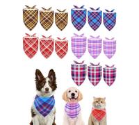 PET SHOW 15 Pack Plaid Dog Bandanas Bulk Large Medium Small 3 Mixed Sizes Classic Dogs Head Scarves Puppy Triangle Bibs Kerchief Set Cats Pets Girl Boy Christmas Holiday Grooming Accessories