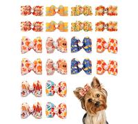 PET SHOW 20 Pack Small Dog Fall Hair Bows with Rubber Bands Puppies Doggies Cats Autumn Topknot Bowknot for Boy Girl Pomeranian Yorkie Poodle Maltese Shih Tzu Pet Grooming Accessories