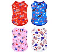 PET SHOW 4 Pack 4th of July Dog Clothes for Medium Large Dogs Patriotic Shirts Stripes Stars Vest American Flag T-Shirts for Independence Day Holiday Party Pets Tank Top Boy Girl(X-Large)