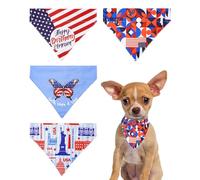 PET SHOW 4 Pack 4th of July Small Dog Bandanas Slide on Collars American Flag Reversible Scarf Puppy Cats Kitten Patriotic Bibs Slip Through Collar Attachments for Boy Girl Pet Grooming Accessories,S