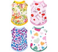 PET SHOW 4 Pack Floral Dog Shirts for Large Dogs Boy Girl | Breathable t-shirts for cats,polyester,for large pets,sleeveless vest,holiday birthday dogs clothes tank top,XL