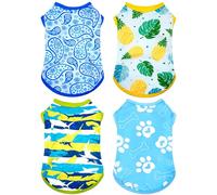 PET SHOW 4 Pack Summer Dog Shirts for Large Dogs Boy UPF 50+ UV Sun Protection Cooling Clothes Tank Top Shark Dog T-Shirts Pet Holiday Party Sleeveless Vest Blue(XX-Large)