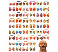 PET SHOW 50 Pack Fall Small Dog Bowties Bulk for Medium Dogs Puppies Cats Thanksgiving Adjustable Bow Ties Autumn Randomly Bowknots Pet Holiday Birthday Party Costume Grooming Accessories