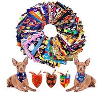 PET SHOW 50 Pack Halloween Small Dog Bandanas Girl Boy Pumpkin Bat Ghost Cat Scarf Adjustable Pet Bibs for Medium Pets Accessories Puppy Outfit Festival Party Supply