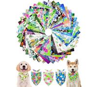 PET SHOW 50 Pack Hawaiian Dog Bandanas Bulk for Small Medium Dogs Puppys Washable Adjustable Pet Scarf Triangle Bibs for Dogs Cats Red Pink Decorative Grooming Accessories