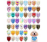 PET SHOW 50 Pack Small Dog Bandanas Bulk Assorted Random Dog Scarves Puppy Bibs Kerchief Set for Medium Dogs Girl Boy Pet Holiday Party Grooming Accessories