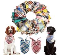 PET SHOW 50pcs Bulk Plaid Small Dog Bandanas Female Male Cat Puppies Bibs Washable Cotton Triangle Head Scarfs Wholesale Medium Dogs Bandana Photo Prop Grooming Accessories