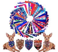 PET SHOW 50Pcs Small Dog Bandanas Bulk Christmas Happy New Year Cat Scarf Holiday Triangle Bibs Pet Costume Accessories for Boy and Girl Medium Puppies Grooming Supplies