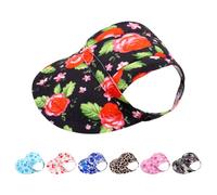 PET SHOW Black Rose Dog Baseball Cap for Large Medium Dogs Cats Pets Sun Visors with Ear Holes Summer Waterproof Boy Girl Puppy Adjustable Drawstring Sunbonnet Hat Holiday Birthday Party Costume
