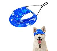 PET SHOW Dog Bucket Hat Paw Print Dog Visors for Medium Large Dogs Waterproof Outdoor Pet Sun Hats with Ear Holes Round Brim Adjustable Drawstring Boy Puppy Cap-Royal Blue/L