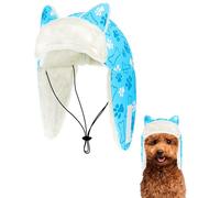 PET SHOW Dog Trapper Hat Winter Hat for Small Dogs Warm Fleece Aviator Hats with Ear Flaps Adjustable Outdoor Boy Puppy Pet Pilot Costume Cap S-Blue Paw/Without Ear Holes