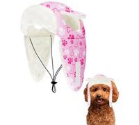PET SHOW Dog Trapper Hat Winter Hat for Small Dogs Warm Fleece Aviator Hats with Ear Flaps Adjustable Outdoor Girl Puppy Pet Pilot Costume Cap S-Pink Paw/with Ear Holes