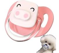 Pet Silicone Calming Pacifier, Dog Pacifiers for Small Dogs, Kitten Pacifiers, Puppy Teething Toys and Cat Chew Toys, Essential Pet Supplies, Puppy Essentials and Kitten Supplies (Pink Pig)