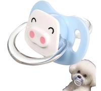 Pet Silicone Calming Pacifier, Dog Pacifiers for Small Dogs, Kitten Pacifiers, Puppy Teething Toys and Cat Chew Toys, Essential Pet Supplies, Puppy Essentials and Kitten Supplies (Blue Pig)