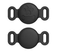 Pet Silicone Protective Case for Apple Airtag GPS Finder Cat Small Dog Collar Loop, Pet Loop Holder for Air_tag, for Apple Locator Tracker Anti-Lost Device (2 Pack_Black)