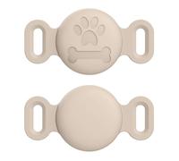 Pet Silicone Protective Case for Apple Airtag GPS Finder Cat Small Dog Collar Loop, Pet Loop Holder for Air_tag, for Apple Locator Tracker Anti-Lost Device (2 Pack_Milktea)