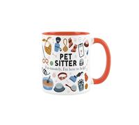 Pet Sitter Mug - Novelty Pet Behaviour Job Gifts for Small Animal Carers - Tea/Coffee Orange Ceramic Cup Present