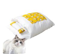 Pet Sleeping Bag, Cat Sleeping Bed, Orthopedic Warm Semi-Closed Cat Bed, Removable Fluffy Pet Bed, Cat Sleeping Supplies