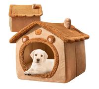 Pet Sleeping House | Fleece Fabric Design | Warm Bed with Support Padding for Cats Rabbits Puppies Indoor Resting Use
