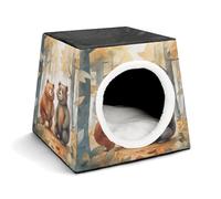 Pet Sleeping Nest Bed, Bear in Woods Printed Dog House Cat Nest, Winter Pet House are Suitable for Most Cats, Dogs, and Other Small Pets
