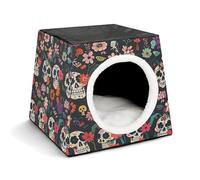 Pet Sleeping Nest Bed, Day of The Dead Floral Skull Patterns Printed Dog House Cat Nest, Winter Pet House are Suitable for Most Cats, Dogs, and Other Small Pets