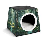 Pet Sleeping Nest Bed, Enchanted Wilderness Fantasy on Dark Green Printed Dog House Cat Nest, Winter Pet House are Suitable for Most Cats, Dogs, and Other Small Pets