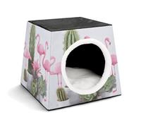 Pet Sleeping Nest Bed, Flamingo Succulent Plants Printed Dog House Cat Nest, Winter Pet House are Suitable for Most Cats, Dogs, and Other Small Pets