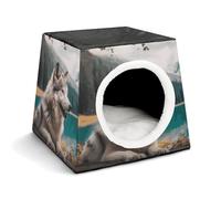 Pet Sleeping Nest Bed, Fun Animal Wolf Printed Dog House Cat Nest, Winter Pet House are Suitable for Most Cats, Dogs, and Other Small Pets