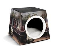 Pet Sleeping Nest Bed, Guitar Bass Music Musical Instruments Printed Dog House Cat Nest, Winter Pet House are Suitable for Most Cats, Dogs, and Other Small Pets
