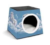 Pet Sleeping Nest Bed, Lamb with A Lion On The Clouds Printed Dog House Cat Nest, Winter Pet House are Suitable for Most Cats, Dogs, and Other Small Pets