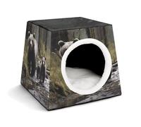 Pet Sleeping Nest Bed, Mother Bear and Her Printed Dog House Cat Nest, Winter Pet House are Suitable for Most Cats, Dogs, and Other Small Pets