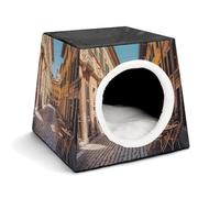 Pet Sleeping Nest Bed, Old Courtyard Cafe Chair City, Rome, Italy Printed Dog House Cat Nest, Winter Pet House are Suitable for Most Cats, Dogs, and Other Small Pets